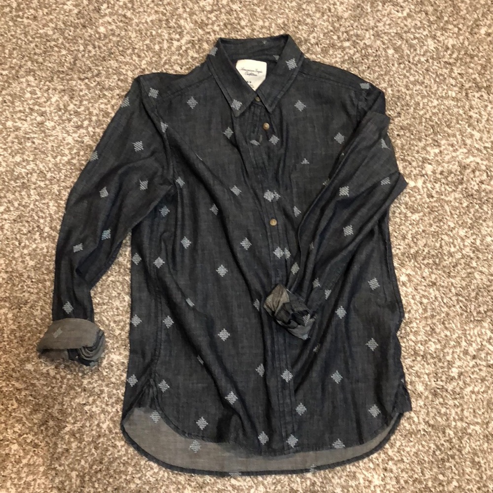 jean material chambray shirt